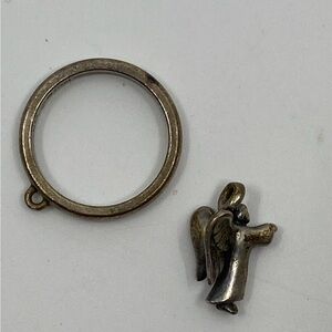 Vintage rare Retired James Avery 3D angel charm and sterling silver ring